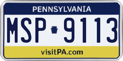 PA license plate MSP9113