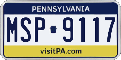 PA license plate MSP9117