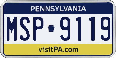 PA license plate MSP9119