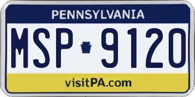 PA license plate MSP9120
