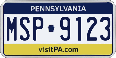 PA license plate MSP9123