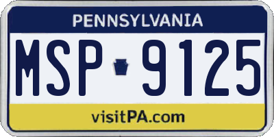 PA license plate MSP9125