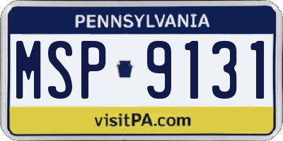 PA license plate MSP9131
