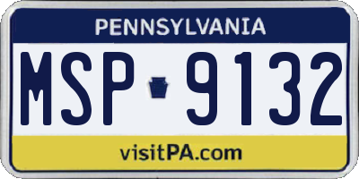 PA license plate MSP9132