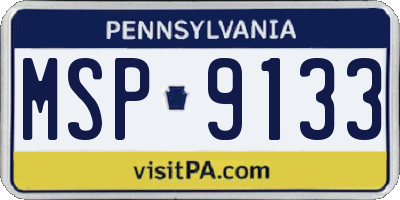 PA license plate MSP9133