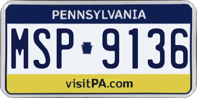 PA license plate MSP9136