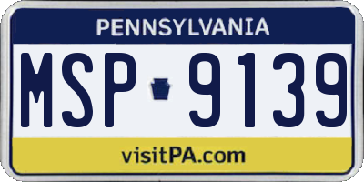 PA license plate MSP9139