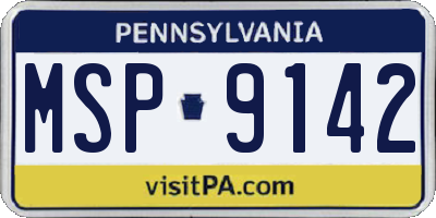 PA license plate MSP9142