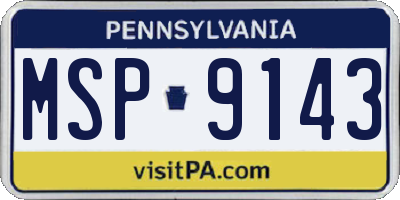 PA license plate MSP9143