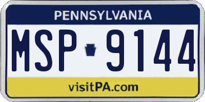 PA license plate MSP9144