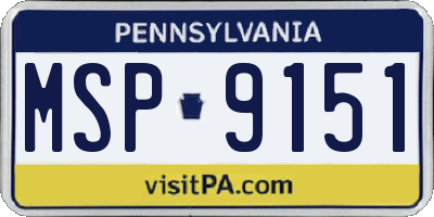PA license plate MSP9151