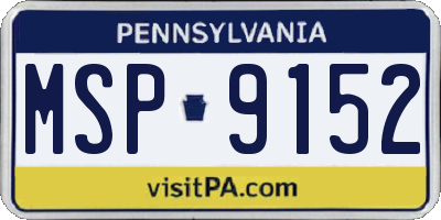 PA license plate MSP9152