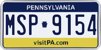 PA license plate MSP9154