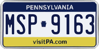 PA license plate MSP9163