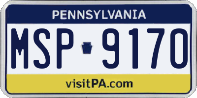 PA license plate MSP9170