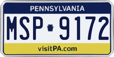 PA license plate MSP9172
