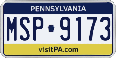 PA license plate MSP9173