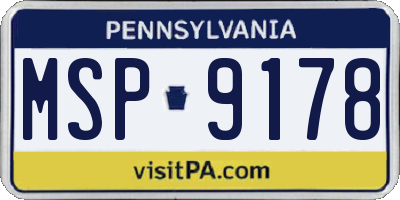 PA license plate MSP9178