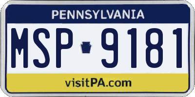 PA license plate MSP9181