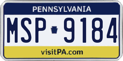 PA license plate MSP9184
