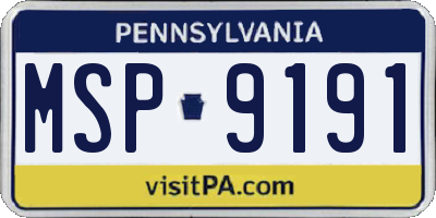PA license plate MSP9191