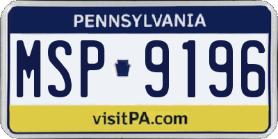 PA license plate MSP9196
