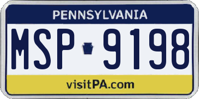 PA license plate MSP9198