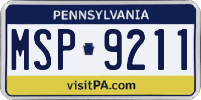 PA license plate MSP9211