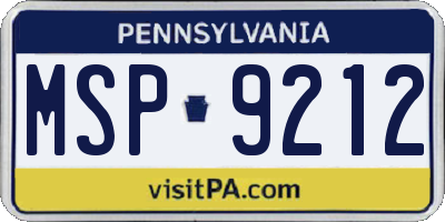 PA license plate MSP9212