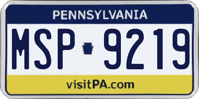 PA license plate MSP9219