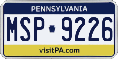 PA license plate MSP9226