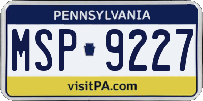 PA license plate MSP9227