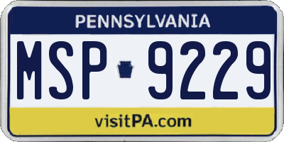 PA license plate MSP9229