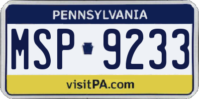 PA license plate MSP9233