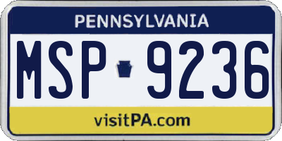 PA license plate MSP9236
