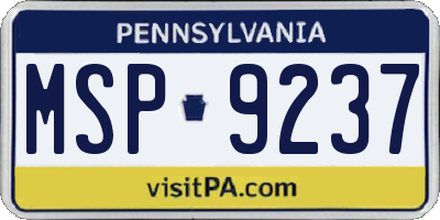 PA license plate MSP9237