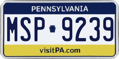 PA license plate MSP9239
