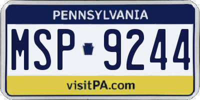 PA license plate MSP9244