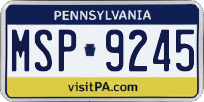PA license plate MSP9245