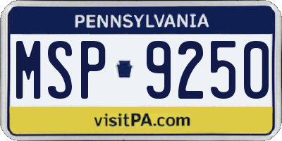 PA license plate MSP9250