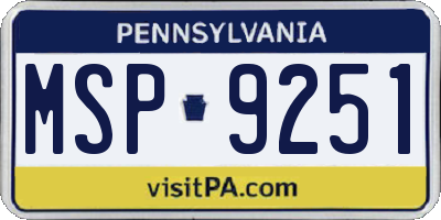 PA license plate MSP9251