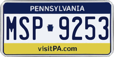 PA license plate MSP9253