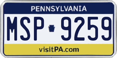 PA license plate MSP9259
