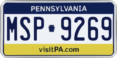 PA license plate MSP9269