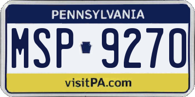 PA license plate MSP9270
