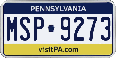 PA license plate MSP9273