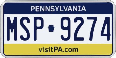 PA license plate MSP9274