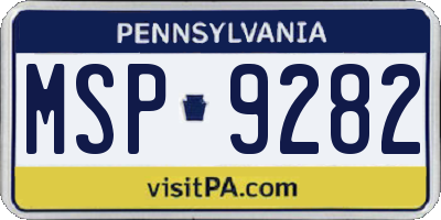 PA license plate MSP9282