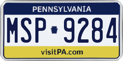 PA license plate MSP9284