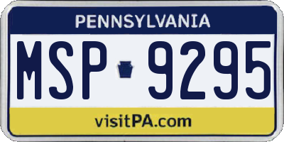 PA license plate MSP9295